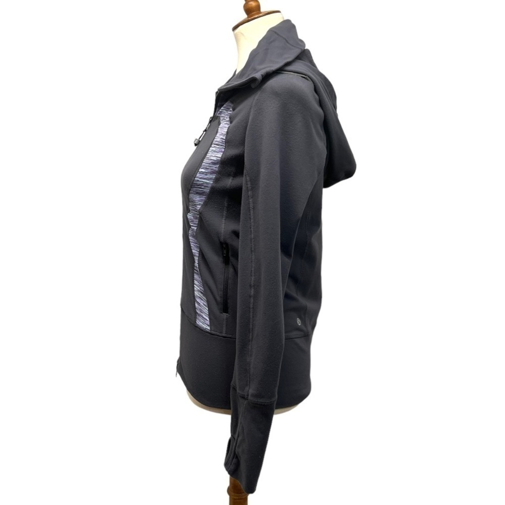 Lululemon Athletica Stride Gray Purple Space Dye Zip Front Hood Athletic Jacket - Picture 5 of 13